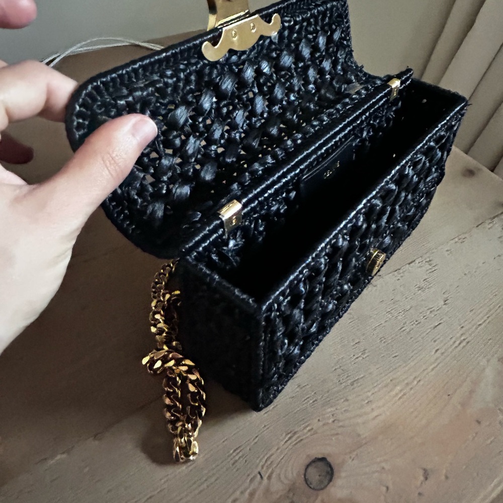 Celine claude raffia limited edition black box bag clutch with chain EUC - Picture 11 of 15